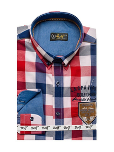 Camisa a cuadros de manga larga para hombre roja Bolf 1766-1