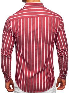 Camisa a rayas con manga larga para hombre color burdeos Bolf 20730