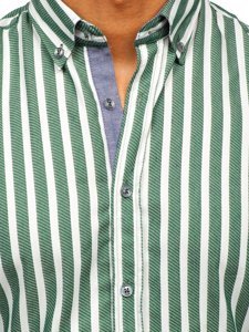 Camisa a rayas con manga larga para hombre color verde Bolf 20729