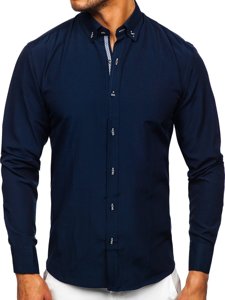Camisa con manga larga para hombre color azul oscuro Bolf 20717