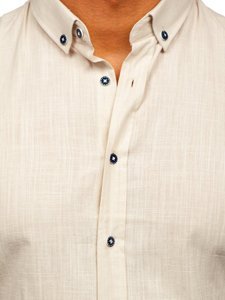 Camisa de algodón con manga corta para hombre color crudo Bolf 20501