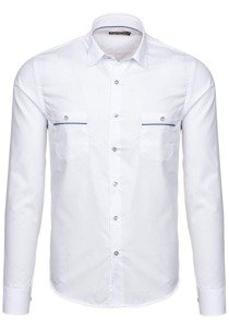 Camisa de hombre elegante con mangas largas blanca Bolf 5792