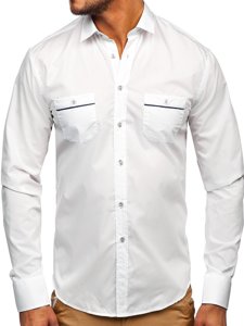 Camisa de hombre elegante con mangas largas blanca Bolf 5792