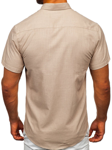 Camisa de manga corta para hombre beige Bolf 20501