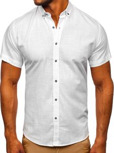 Camisa de manga corta para hombre blanco Bolf 20501