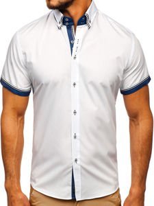 Camisa de manga corta para hombre blanco Bolf 2911-1