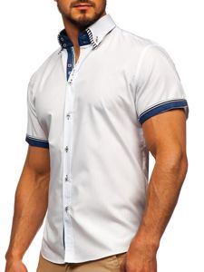 Camisa de manga corta para hombre blanco Bolf 2911-1