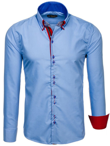 Camisa de manga larga elegante para hombre azul celeste Bolf 2785