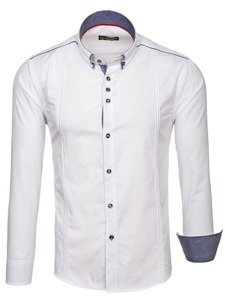 Camisa de manga larga elegante para hombre blanca Bolf 8821