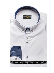 Camisa de manga larga elegante para hombre blanca Bolf 8822