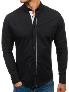 Camisa de manga larga elegante para hombre negra Bolf 7725