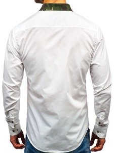 Camisa elegante con manga larga para hombre camuflaje-blanca Bolf 6876