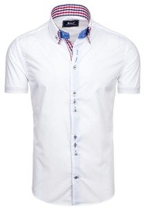 Camisa elegante de manga corta para hombre blanco Bolf 3507