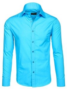 Camisa elegante de manga larga para hombre azul claro Bolf 1703