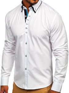 Camisa elegante de manga larga para hombre blanca Bolf 3708