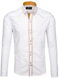 Camisa elegante de manga larga para hombre blanca Bolf 4777
