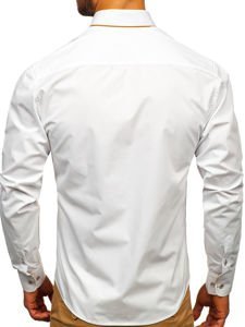 Camisa elegante de manga larga para hombre blanca Bolf 4777