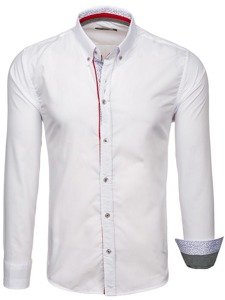 Camisa elegante de manga larga para hombre blanca Bolf 8839