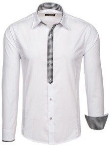 Camisa elegante de manga larga para hombre blanco Bolf 0939