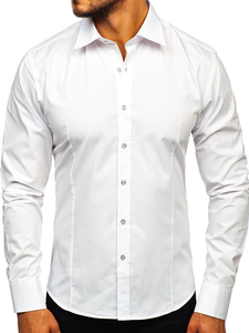 Camisa elegante de manga larga para hombre blanco Bolf 1703