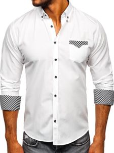 Camisa elegante de manga larga para hombre blanco Bolf 4711