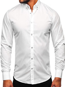 Camisa elegante de manga larga para hombre blanco Bolf 5821-1