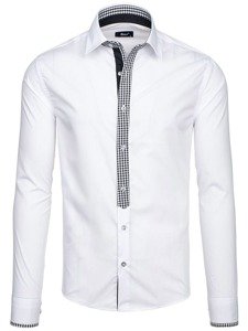 Camisa elegante de manga larga para hombre blanco Bolf 6873