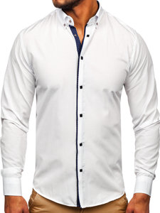 Camisa elegante de manga larga para hombre blanco Bolf 7724-1