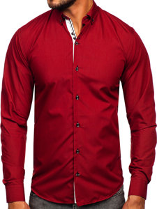 Camisa elegante de manga larga para hombre burdeos Bolf 5796-1