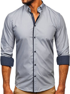 Camisa elegante de manga larga para hombre gris Bolf 7724-1