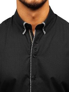 Camisa elegante de manga larga para hombre negra Bolf 2701-1