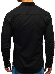 Camisa elegante de manga larga para hombre negra Bolf 5821