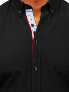 Camisa elegante de manga larga para hombre negra Bolf 8839
