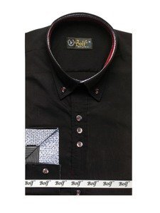 Camisa elegante de manga larga para hombre negra Bolf 8839