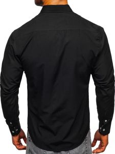 Camisa elegante de manga larga para hombre negro Bolf 4711
