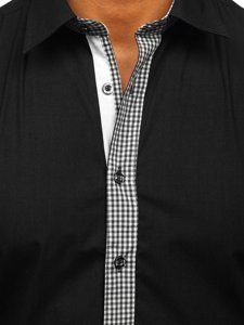 Camisa elegante de manga larga para hombre negro Bolf 6873