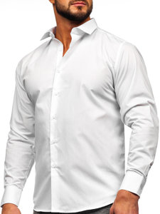 Camisa elegante slim fit de manga larga para hombre blanco Bolf MS13