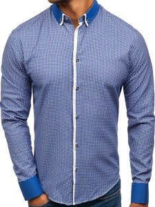 Camisa estampada de manga larga para hombre azul Bolf 8806