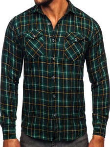 Camisa flanela de manga larga para hombre verde Bolf 20731-2