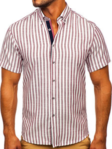 Camiseta a manga corta a rayas para hombre color burdeos Bolf 21500