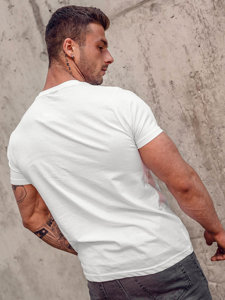 Camiseta algodón de manga corta con impresión para hombre blanco Bolf 0404TA