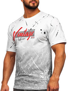 Camiseta algodón de manga corta con impresión para hombre blanco Bolf 14730