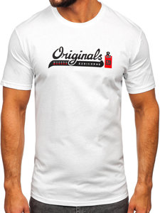 Camiseta algodón de manga corta con impresión para hombre blanco Bolf 14780