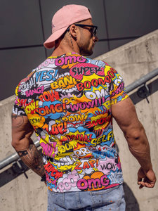 Camiseta algodón de manga corta con impresión para hombre multicolor Bolf 14965A