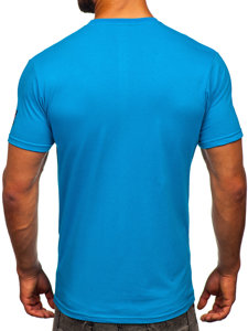 Camiseta algodón de manga corta para hombre azul turquesa Bolf 14514