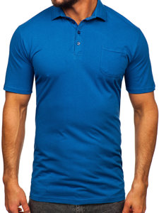 Camiseta algodón de manga corta polo para hombre azul Bolf 143006