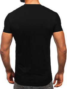 Camiseta con escote de pico con impresión para hombre negro Bolf MT3030