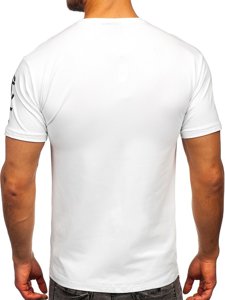 Camiseta de manga corta con aplicaciones para hombre blanco Bolf 192377-1