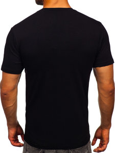 Camiseta de manga corta con aplicaciones para hombre negro Bolf 2352
