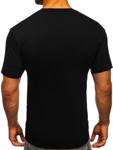 Camiseta de manga corta con estampado para hombre negro Bolf 142175